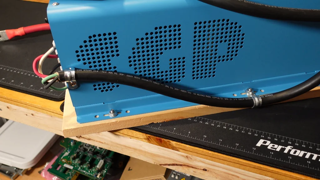 Inverter cooling vents and cable connections