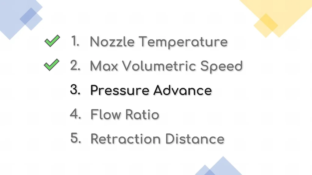 List of 3D printer calibration parameters