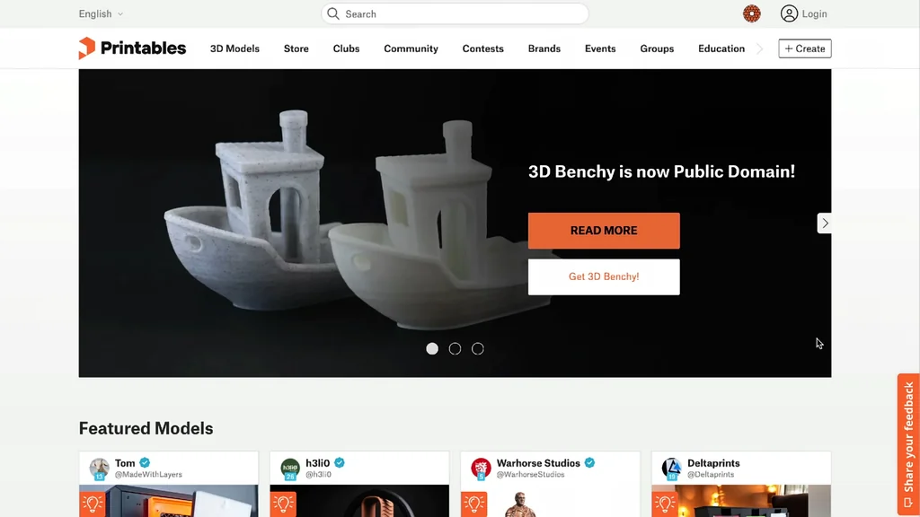 Printables website with Benchy