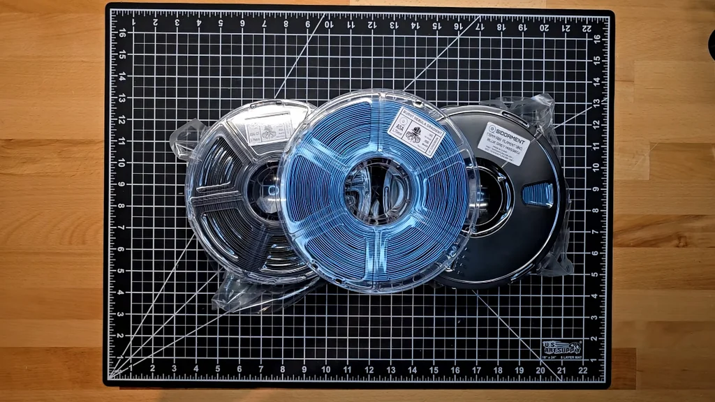 Three spools of filament