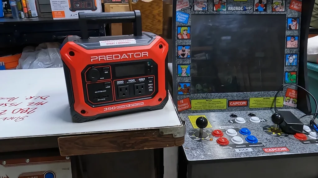 Predator 350W power station connected to an Arcade1Up cabinet.