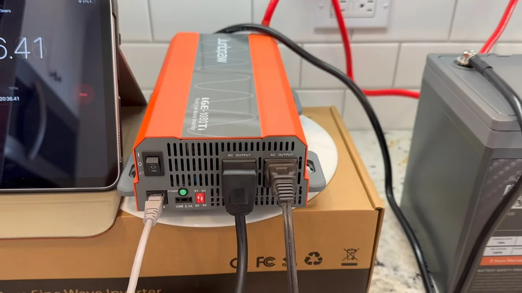 Inverter with devices plugged in