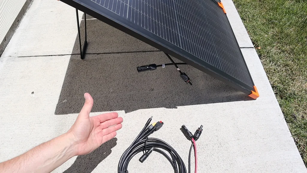 Close up of solar panel cables and connectors