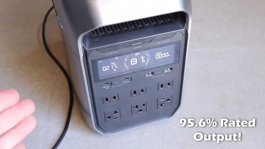 Portable power station display showing live solar input