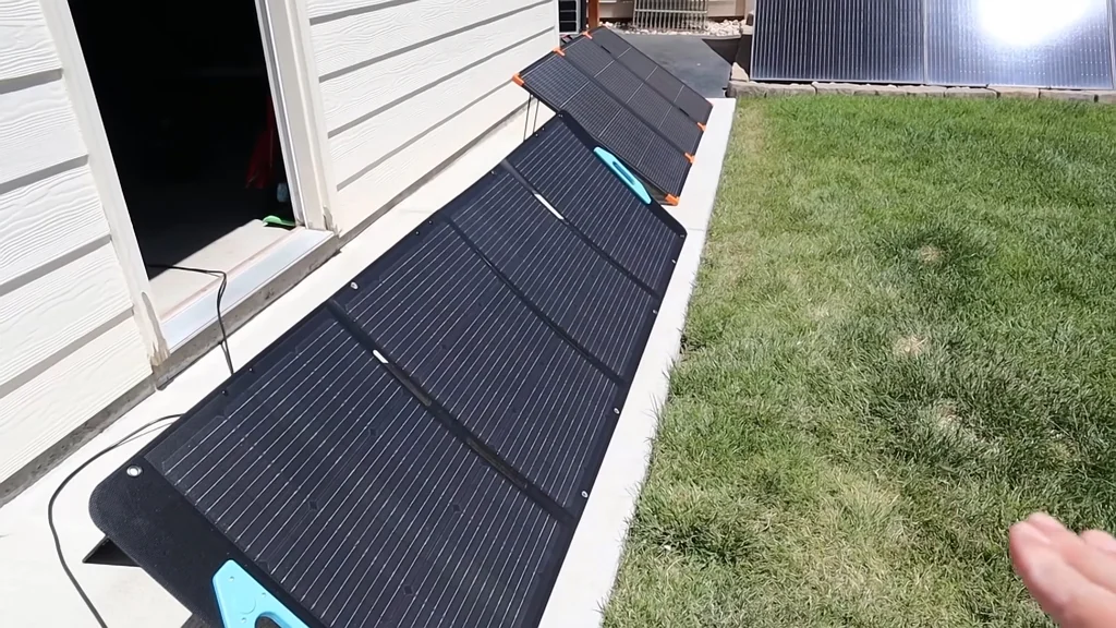 Multiple solar panels set up for side-by-side testing