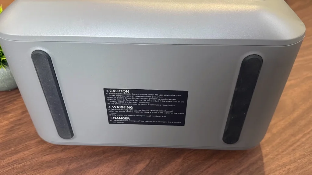 Bottom of the unit with warning labels