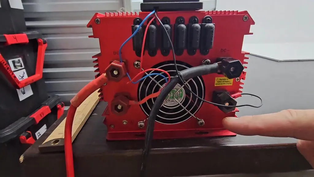 Bestek inverter setup powering portable lighting.