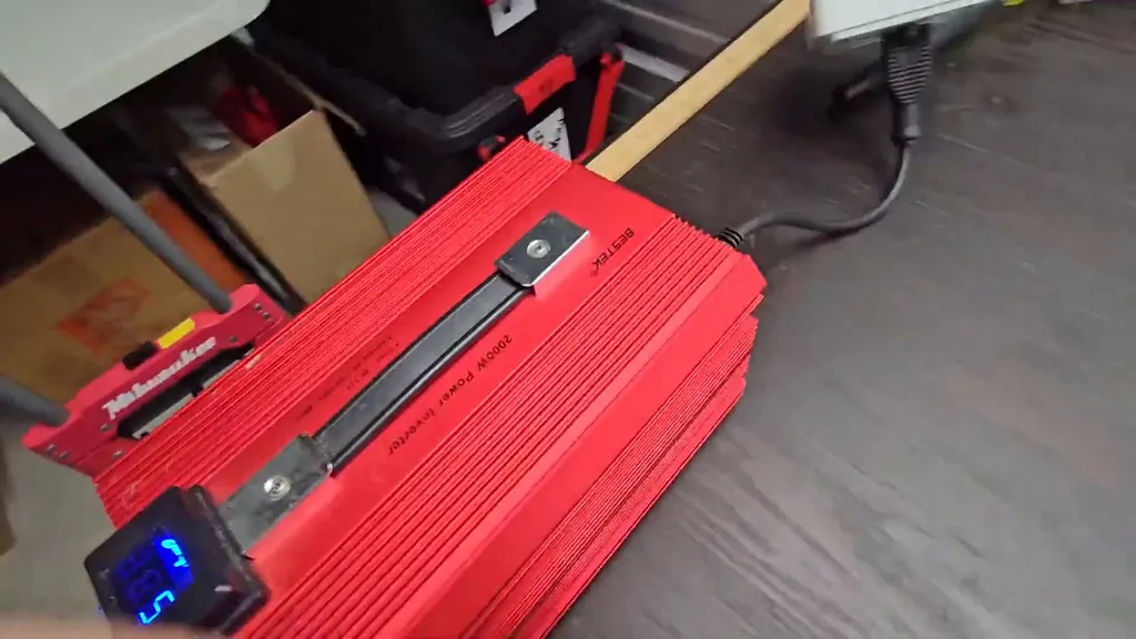 Overview of the portable inverter and battery setup.