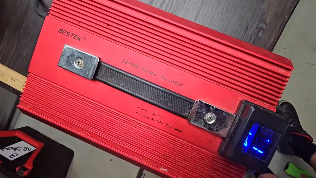 Side view of the Bestek inverter setup.