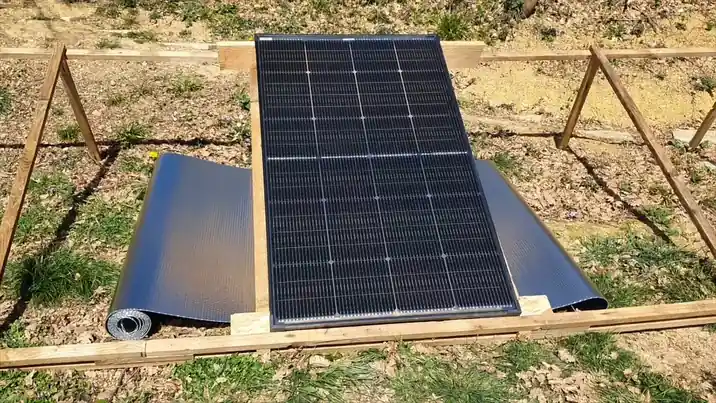 Three different solar panels aligned side-by-side for testing
