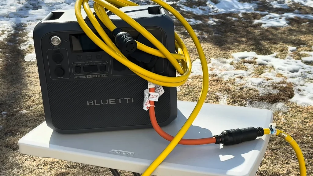 Yellow extension cord running out of the window