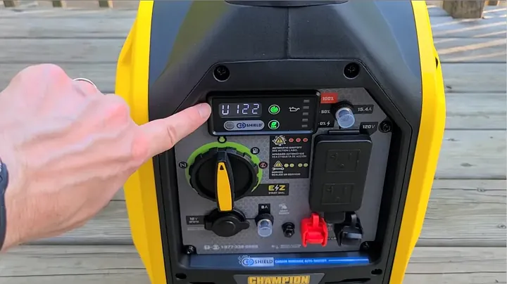 Finger pressing the Eco Mode rocker switch on generator front panel