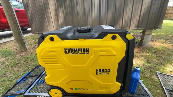 Side profile of completed Champion 6500W inverter generator ready for operation