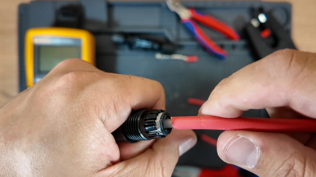 Assembling the female MC4 connector housing