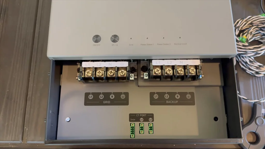 Close up of the Anker Solix home power panel internal components