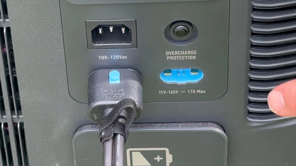 Close up of the Anker power station AC output ports