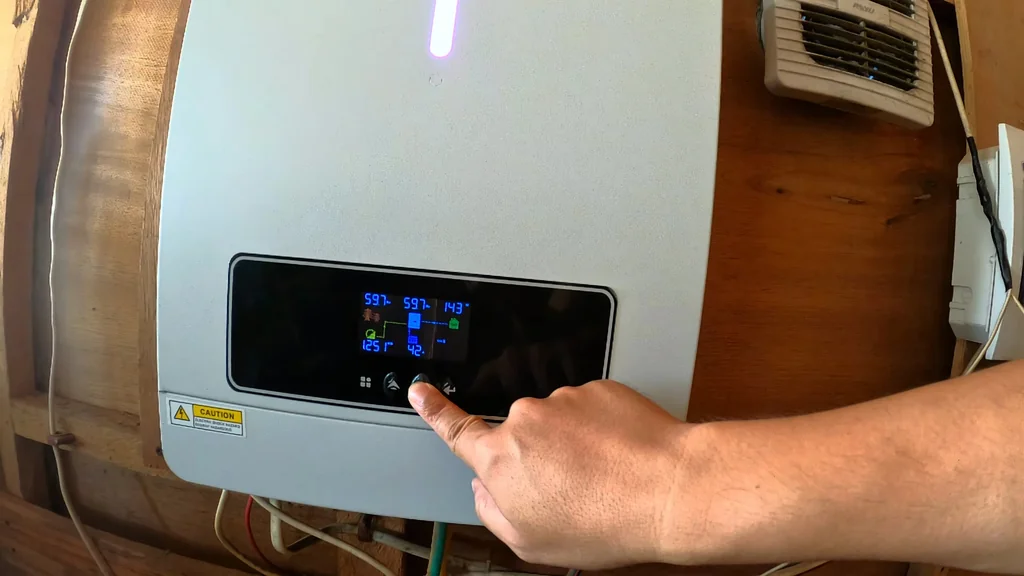 Inverter screen showing system status.