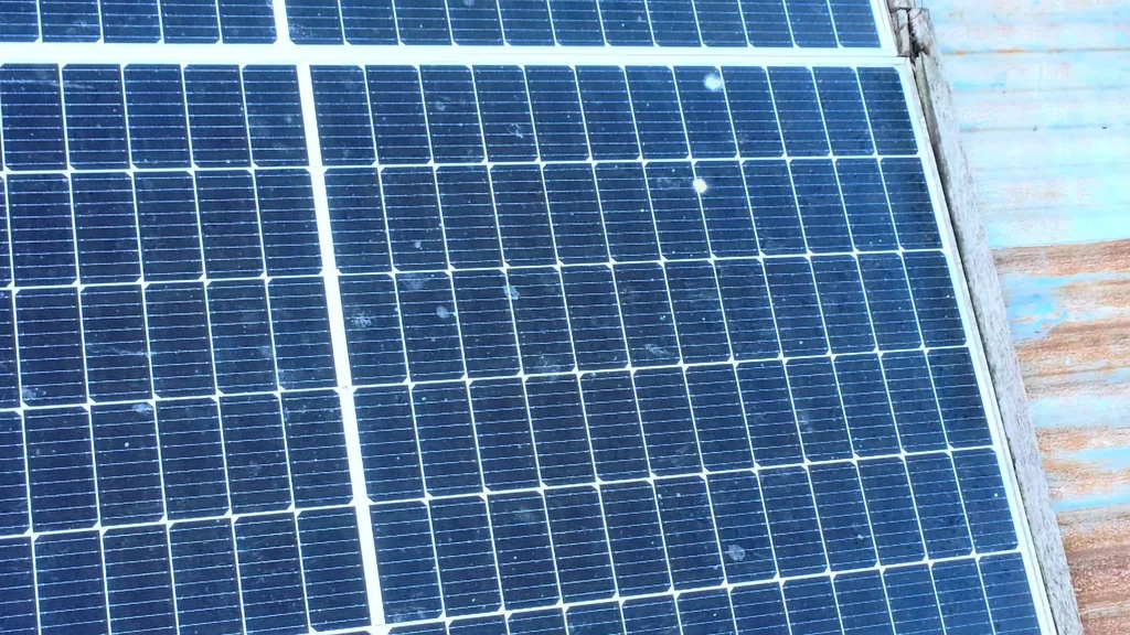 Solar panel array on the roof.