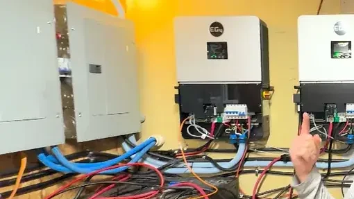 Close-up of dip switches on the inverter interface.