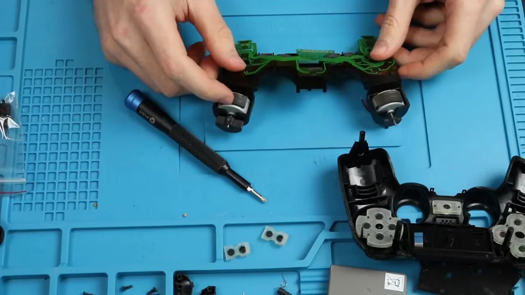 Showing PS4 controller internal components