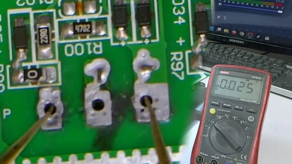 Measuring PCB points with multimeter