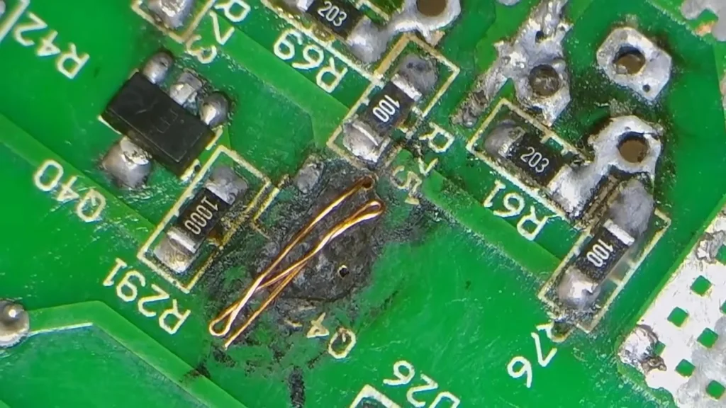 PCB trace bypass with copper wire