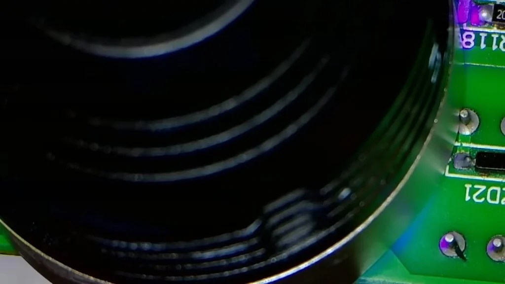 Close-up of PCB coil winding