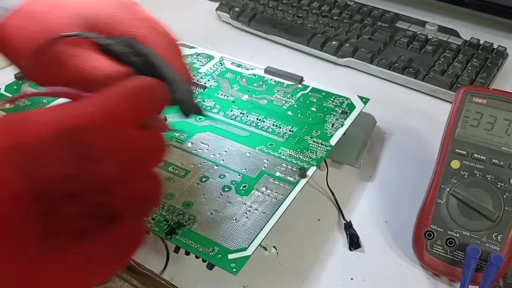 Measuring PCB voltage with multimeter