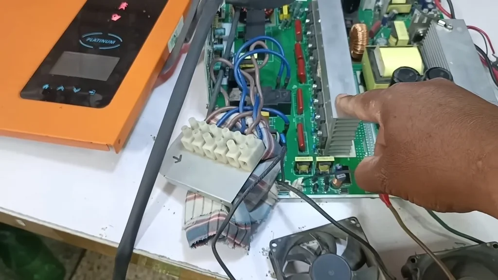 Assembled PCB connected to inverter casing