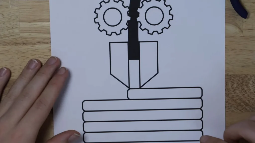 Black and white diagram showing layer gaps in FDM printing
