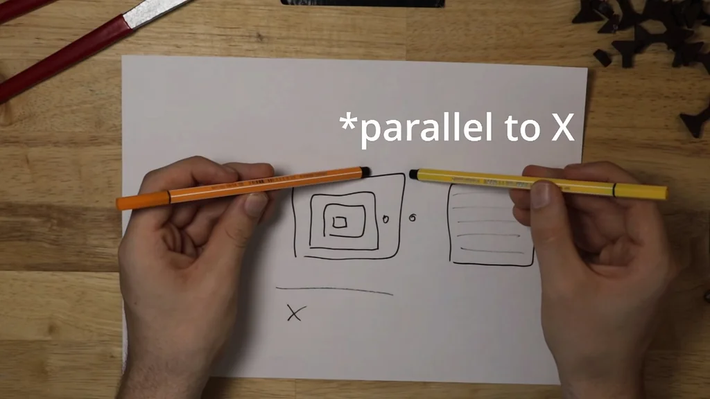 Hands demonstrating laser pathing