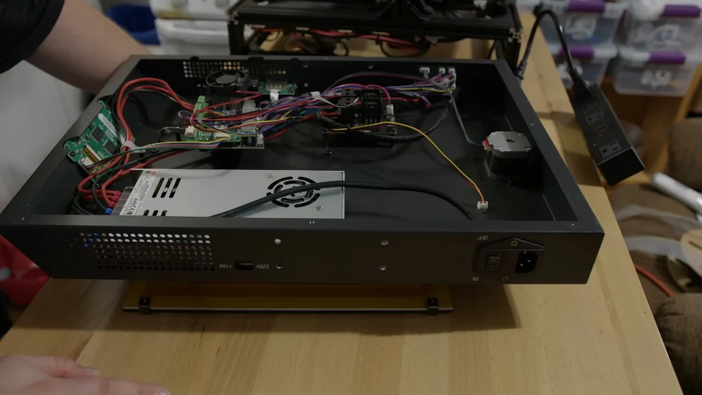 Internal view of printer electronics