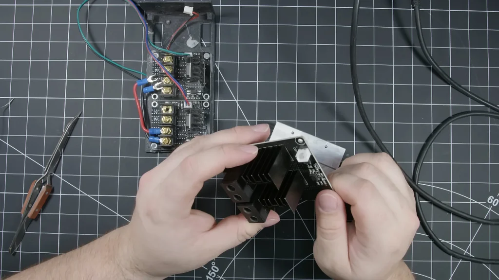 Close-up of MOSFET board terminals
