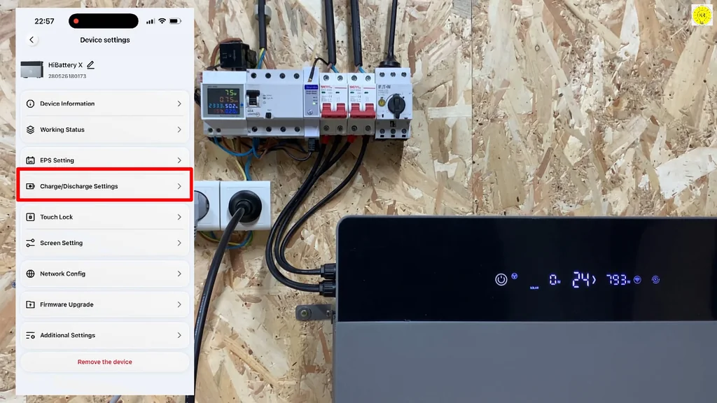 App charge/discharge settings