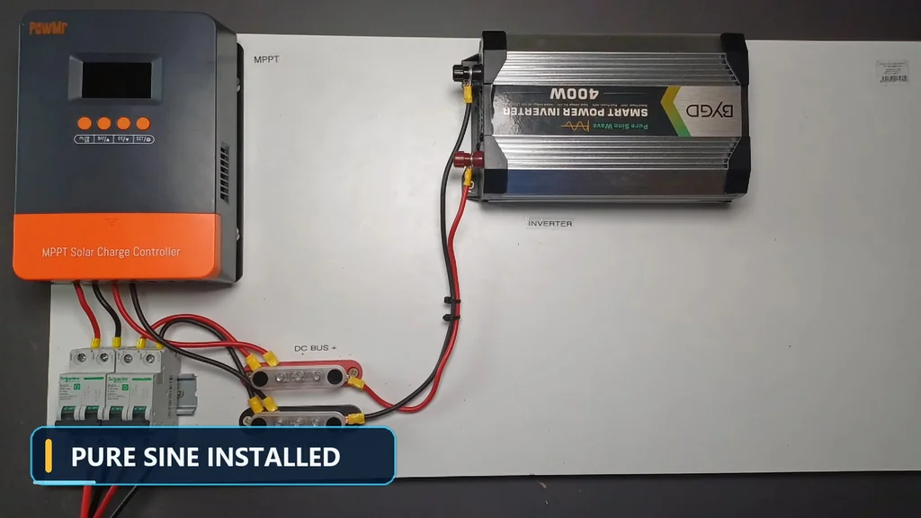 The MPPT controller and the new pure sine inverter installed
