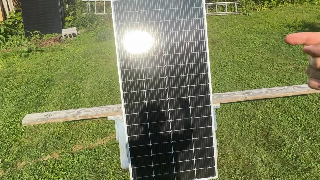 Sun reflection on a solar panel surface