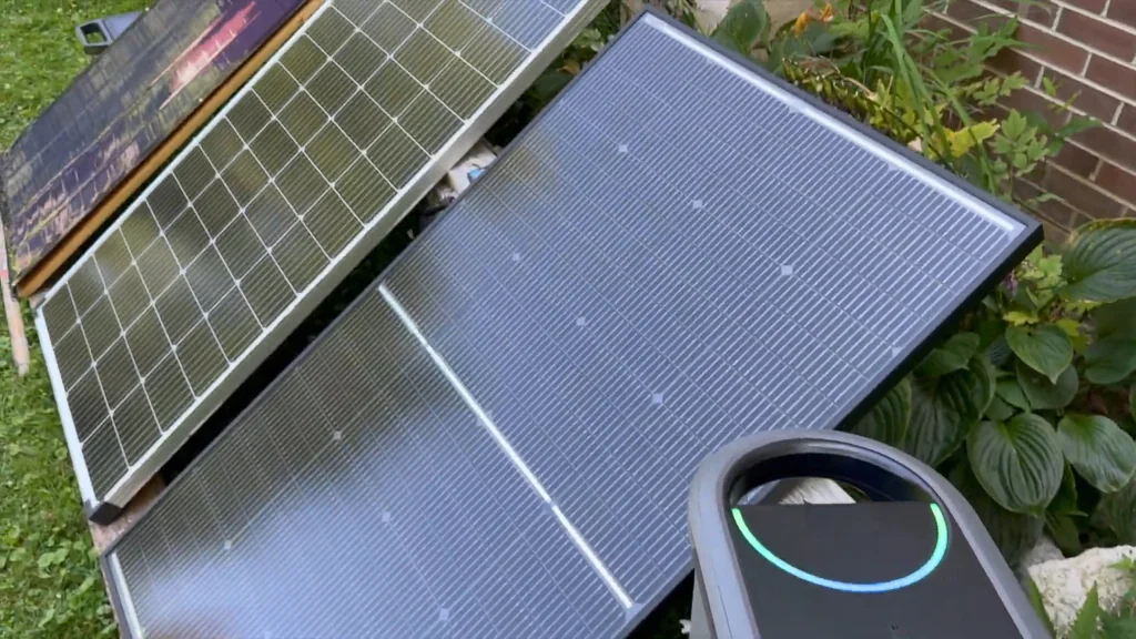 Solar panels connected to a power station