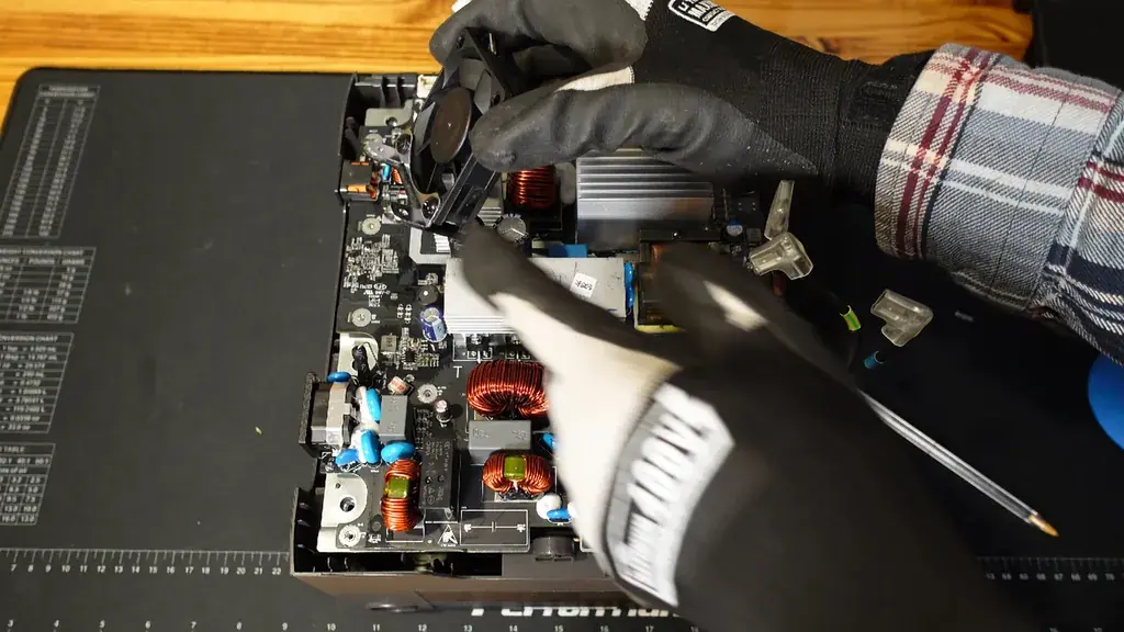 Main circuit board showing conformal coating