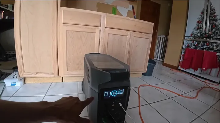 Portable solar charging station setup displaying active status
