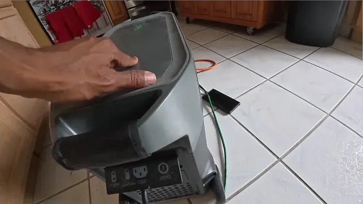 Heavy-duty AC input cord inserted into portable power bank