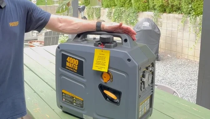Man standing next to the 4000W inverter generator