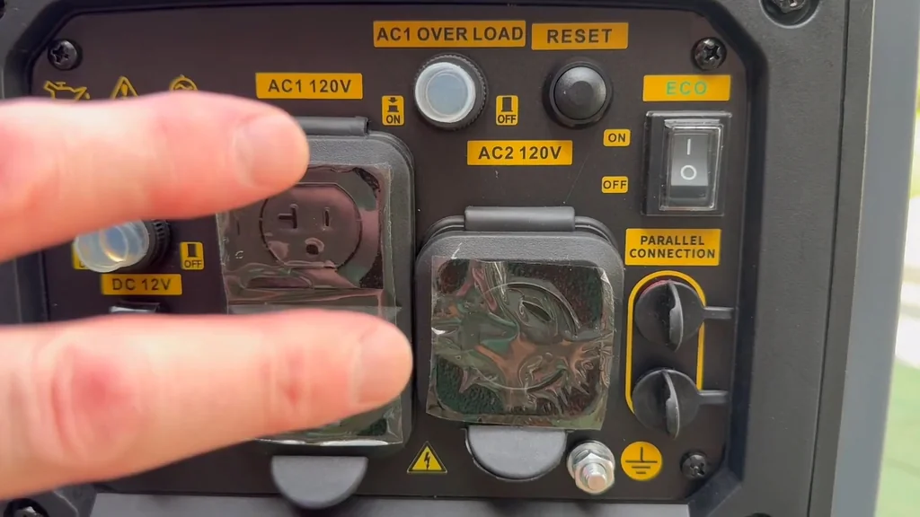 Close up of the 120V AC outlets