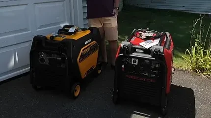 Wide view of generators set up outdoors for emergency backup power testing