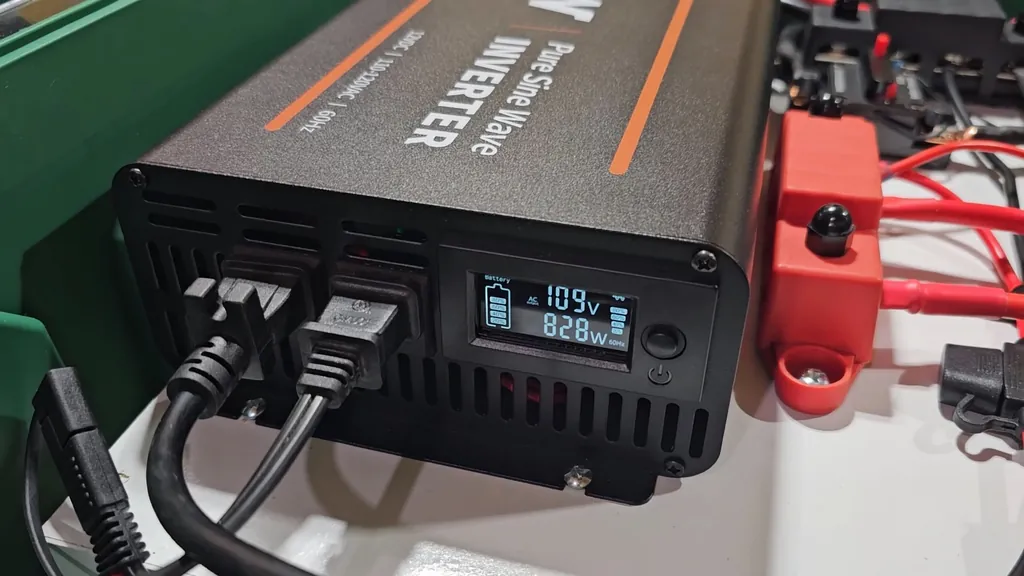 Inverter display showing high load from shop vac