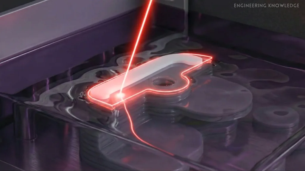 Laser printing on previous layer