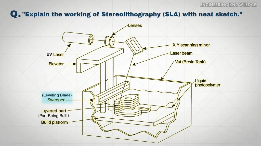 Labeled SLA printer diagram
