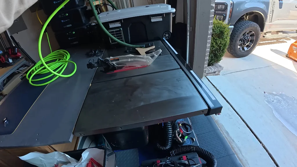 Generator on driveway near truck