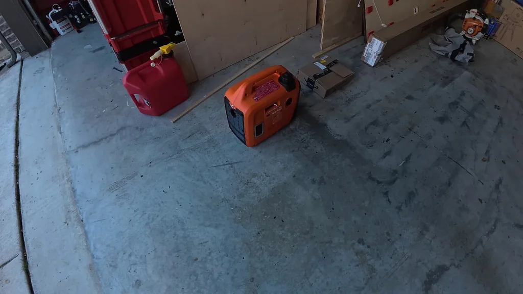 AIVOLT generator and gas can on floor