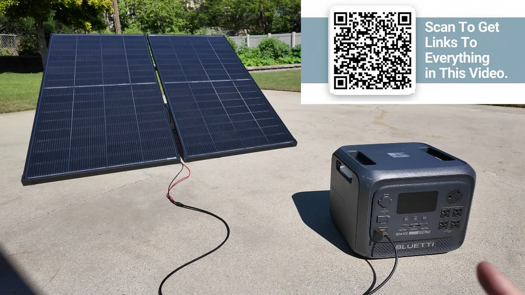 Solar panels connected to a portable power station