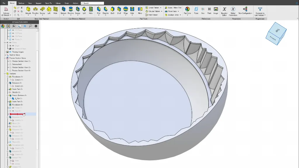 Slicer view showing the refined edge design